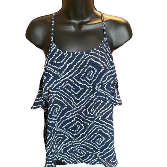 Loft Outlet Navy Ruffle Tank Top Size M - Picture 1 of 7